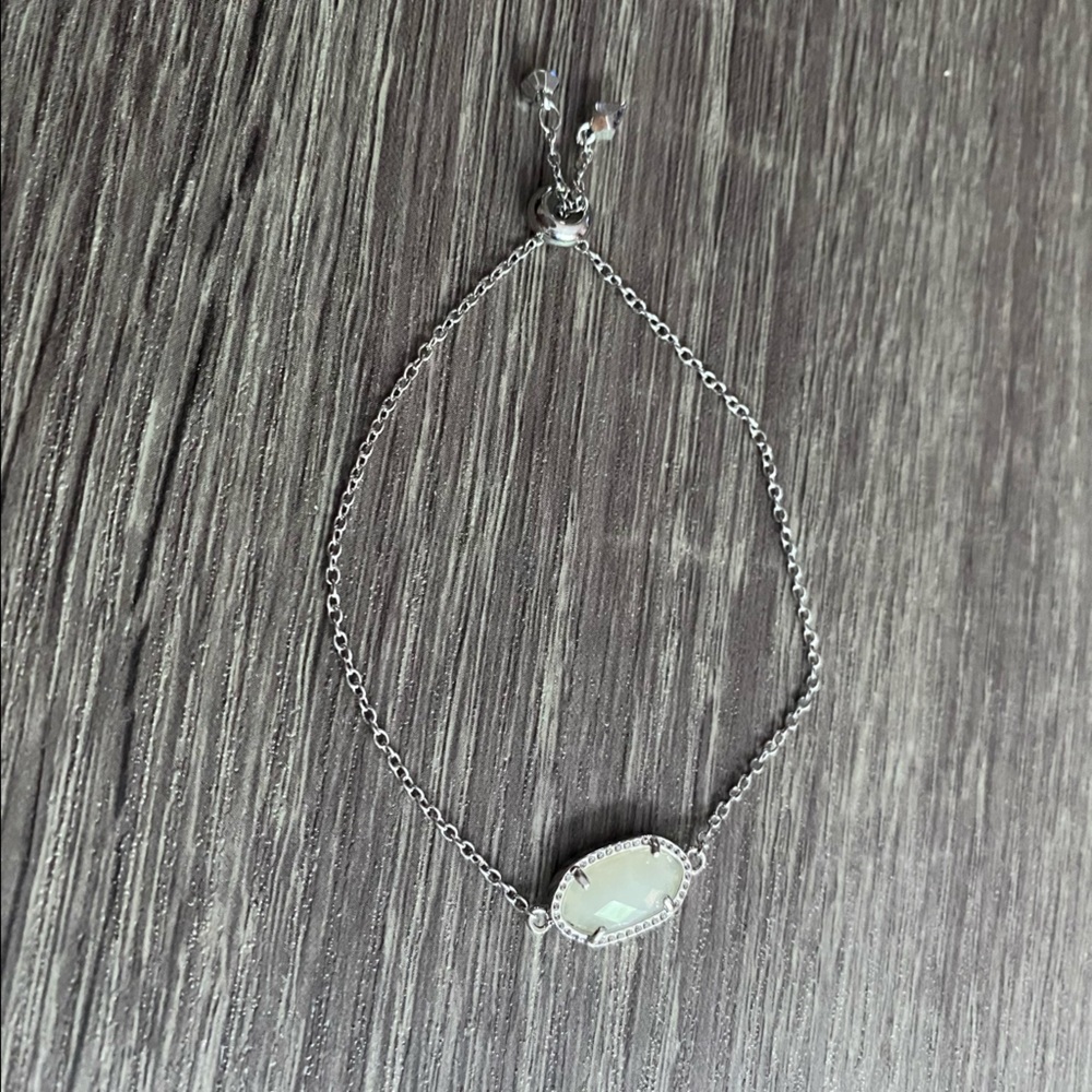 Silver Hexagon White Crystal Pendant Bracelet